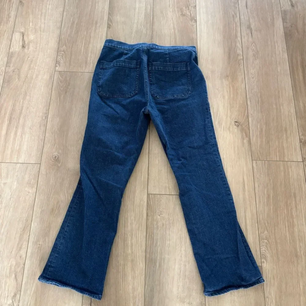 J.Crew Billie Demi Boot Crop Jeans 28 Dark Wash Sailor Button Old Money